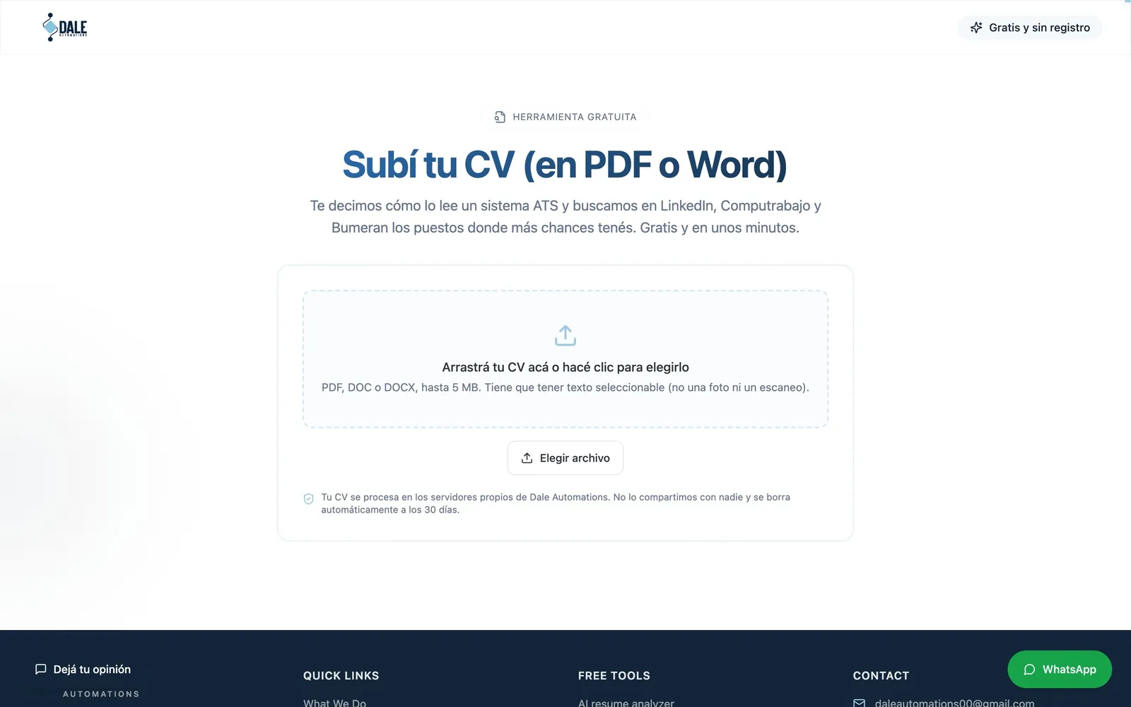 Analizador de CV con IA de Dale