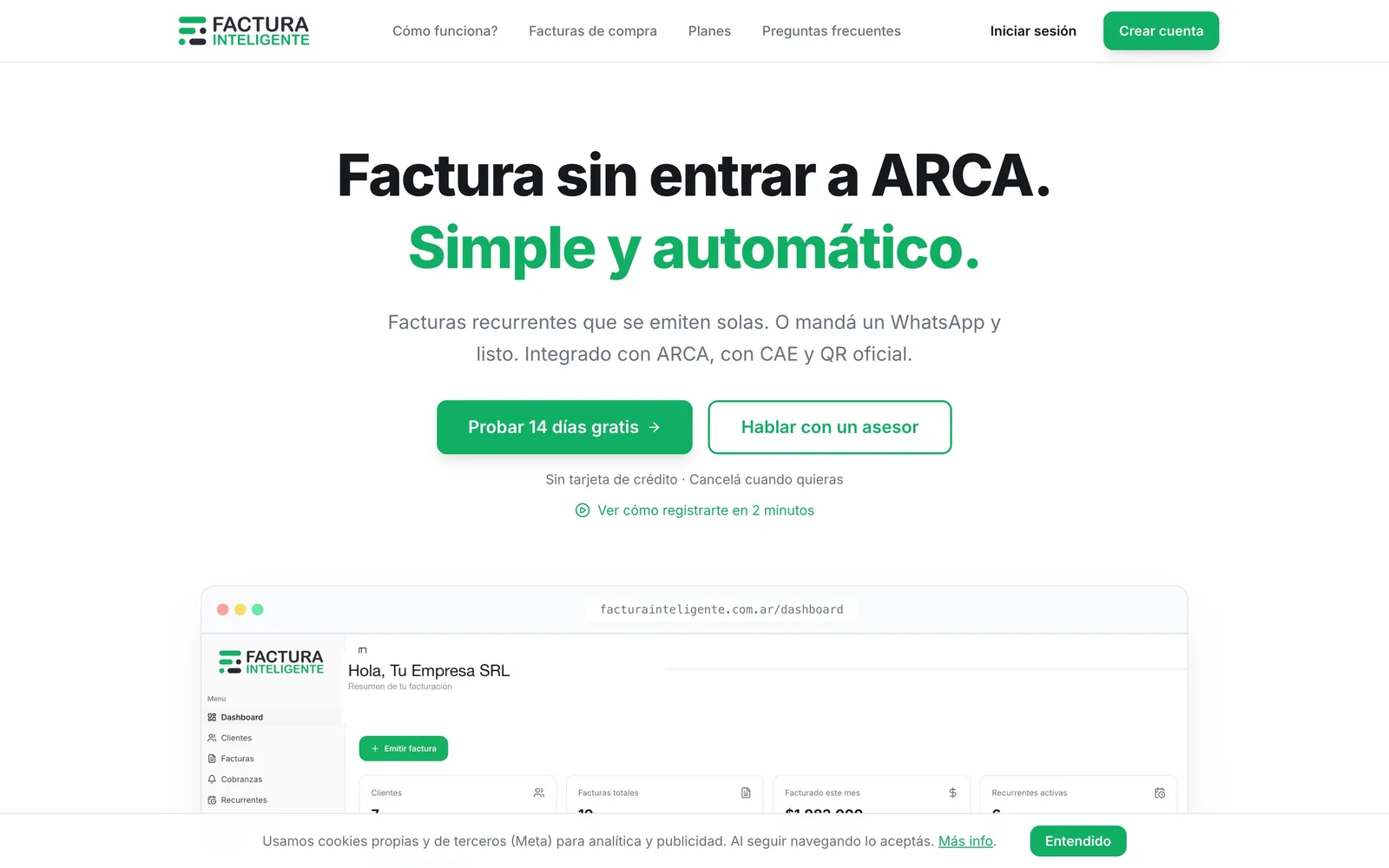 Página de inicio de FacturaInteligente