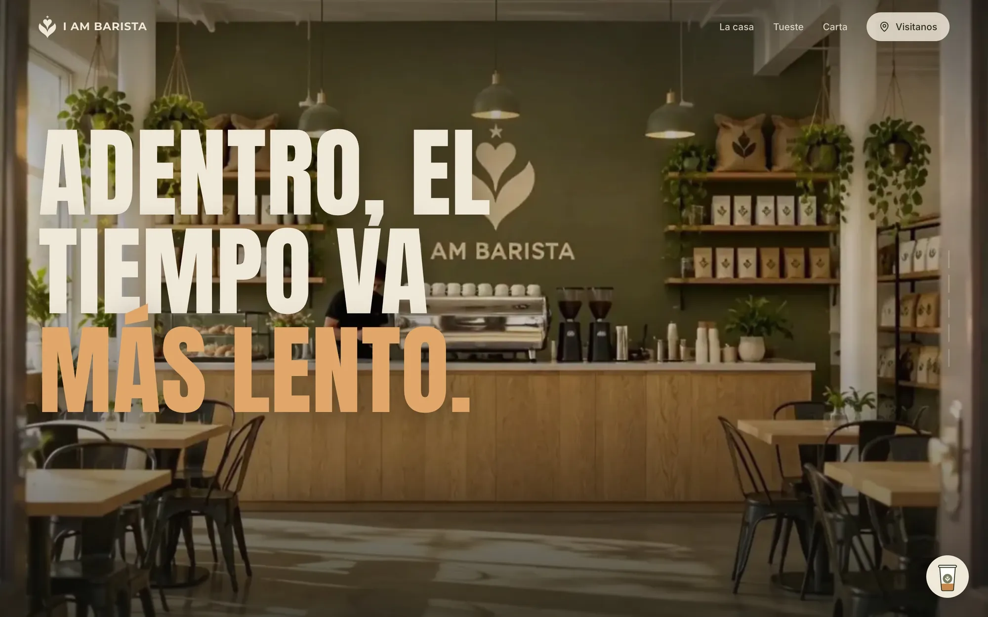 Interior del café en la web de I Am Barista