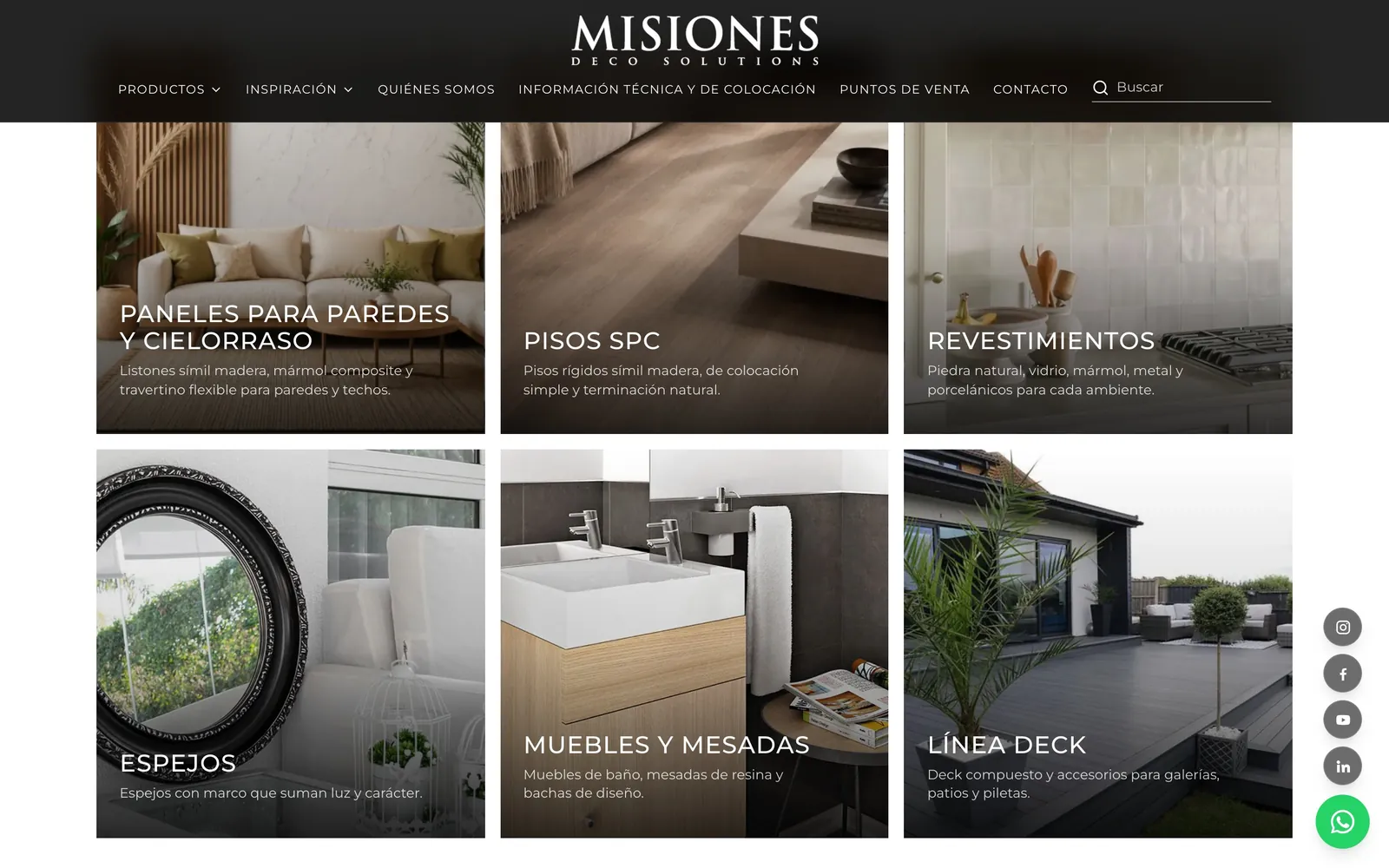 Categorías de productos de Misiones Deco